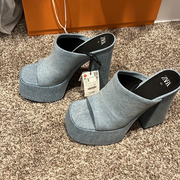 Zara Denim platform mule heels! NEW WITH TAGS - Picture 3 of 5